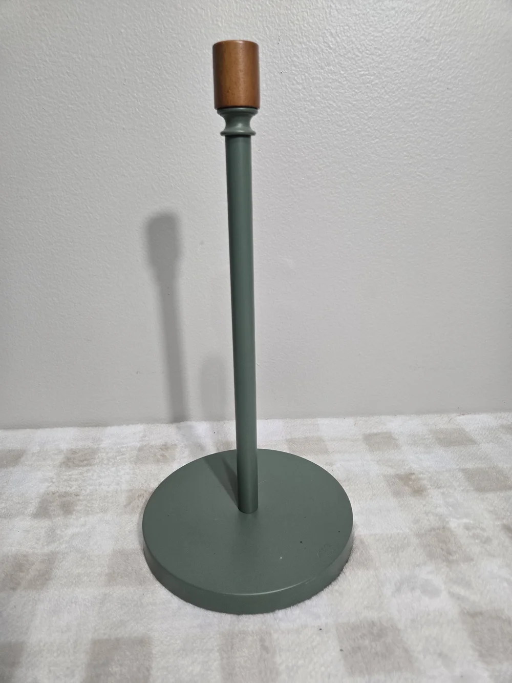 Umbra Modern Green Wood Taper Candle Holder w/ Brown Top, 13 in Round